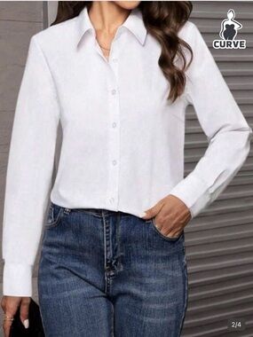 SHEIN White Long Sleeve Button-Down Shirt